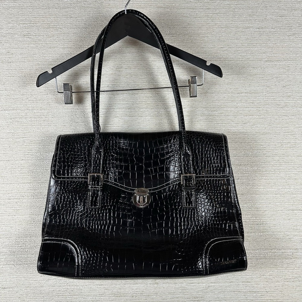 Liz Claiborne Briefcase Laptop Computer Bag 90s Designer Croc Embossed Y2K